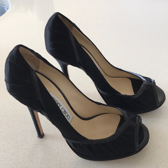 Jimmy Choo Black Patent Satin Heels - Picture 4 of 8